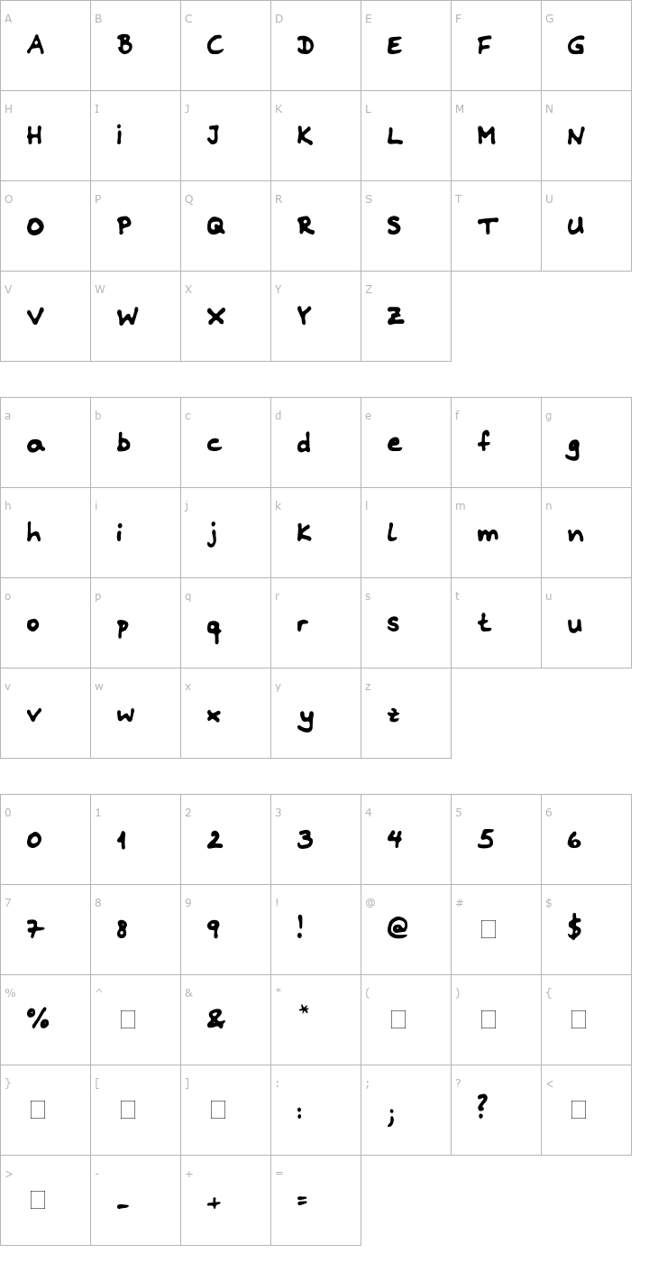 Character Map Riddleprint Font