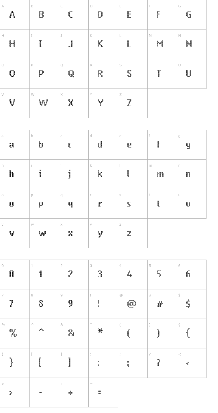 Character Map Ring Matrix Font
