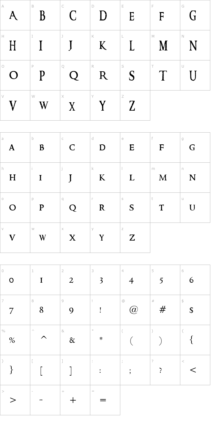 Character Map Ringbearer Medium Font