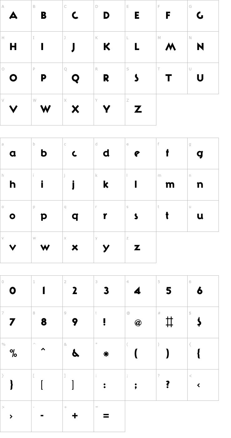 Character Map Rio Font