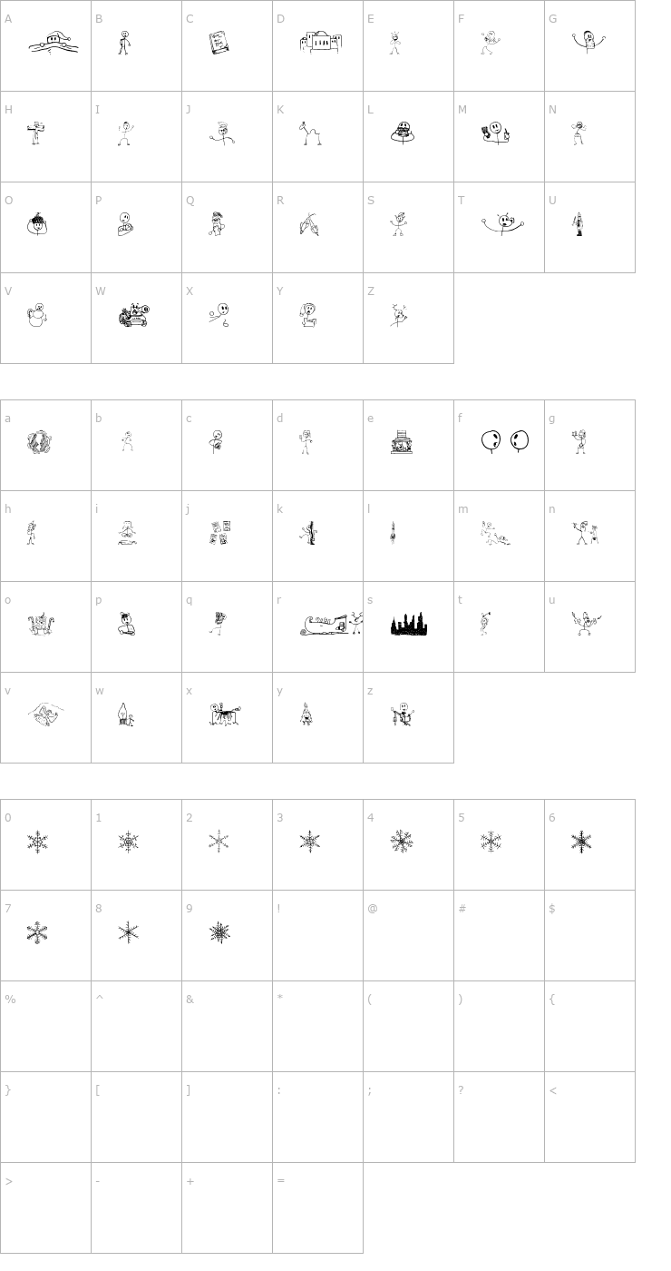 Character Map Risus LCB Kringlebats Font