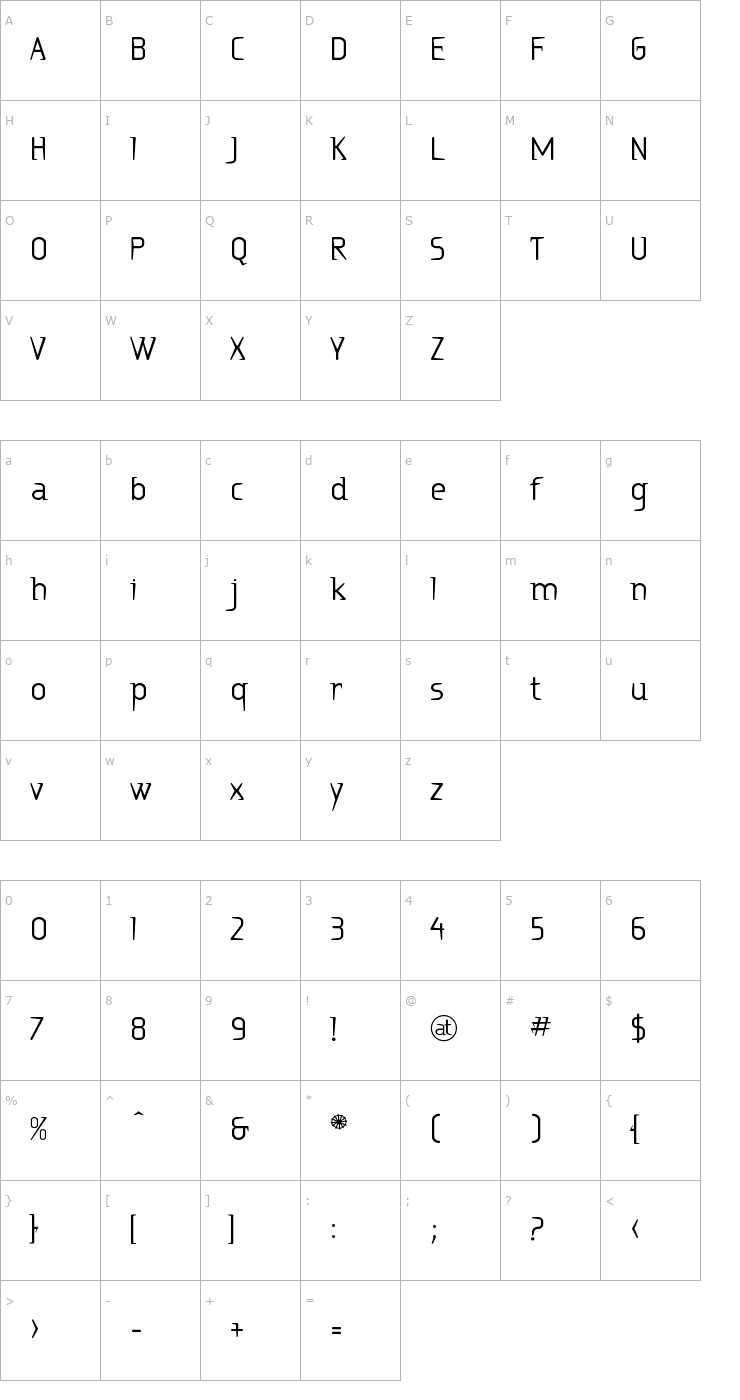 Character Map Ritalin Font