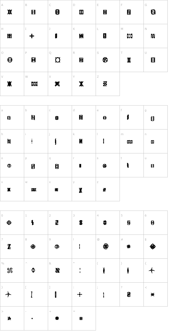 Character Map Ritual Two Font
