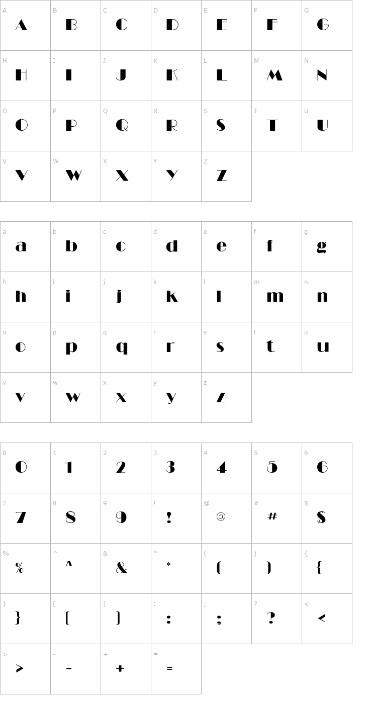 Character Map RitzFLF Font