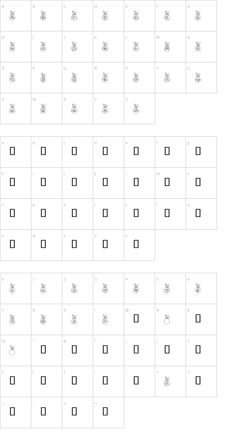 Character Map RM Bunny Font