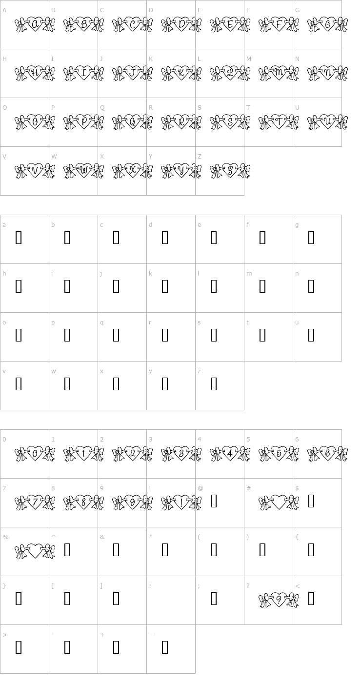Character Map RMBowhrt Font