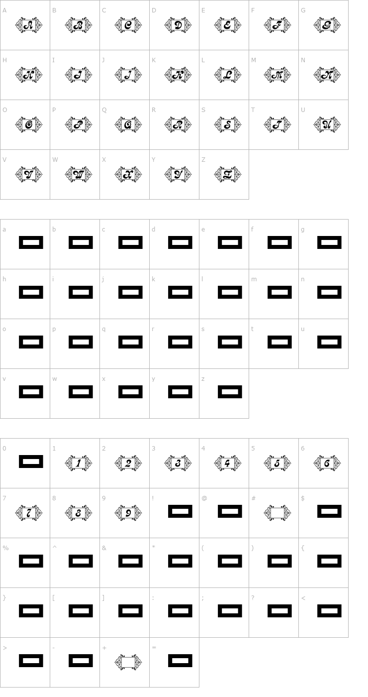 Character Map RMCalli1 Font