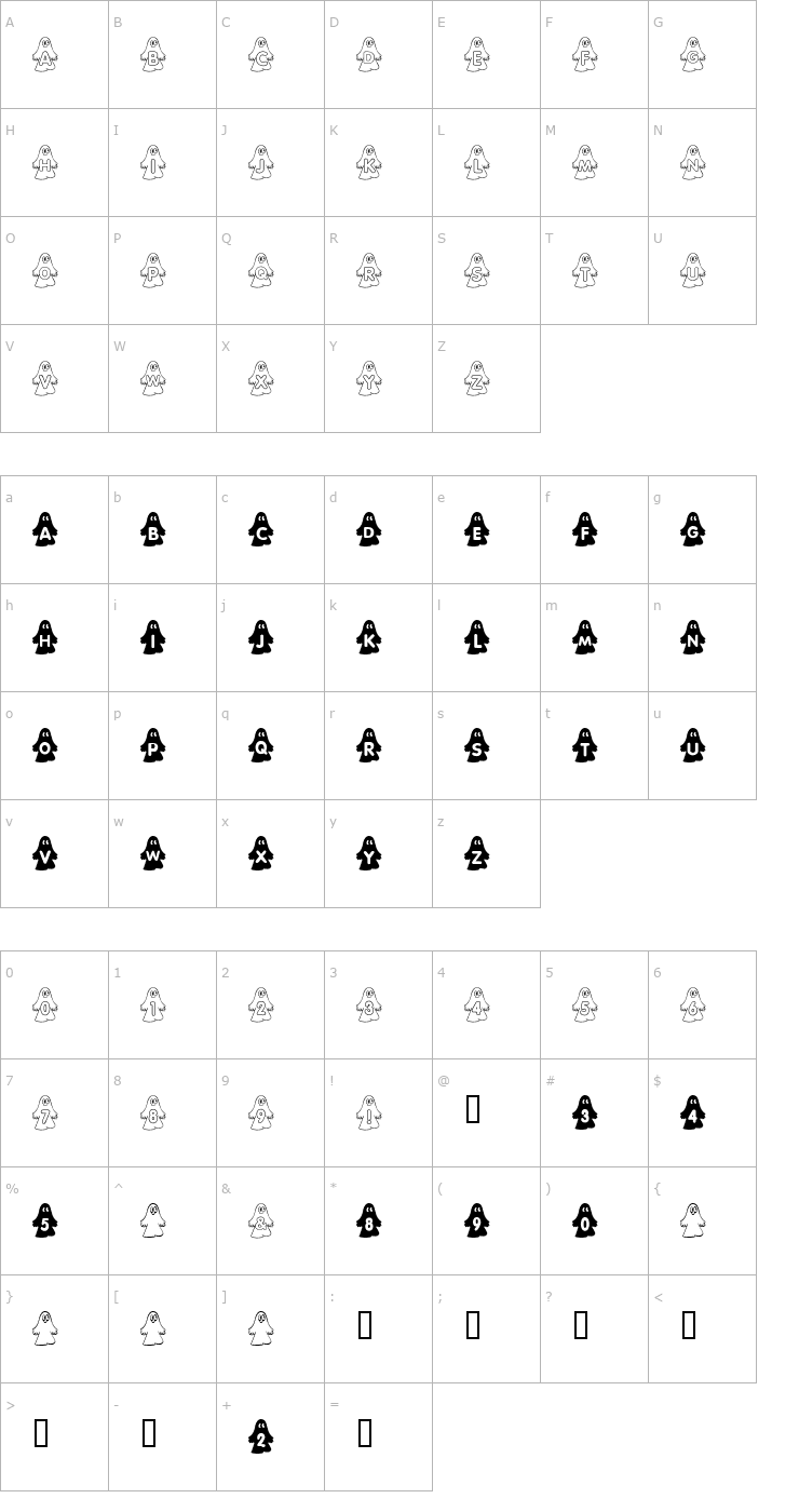 Character Map rmghost4 graphic Font