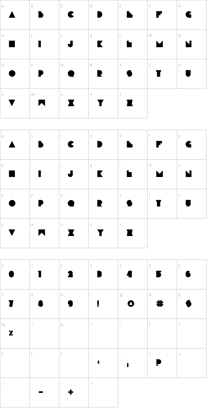 Character Map RNS Bobo Dylan Font