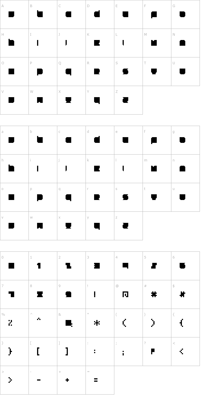 Character Map RNS TNT Font