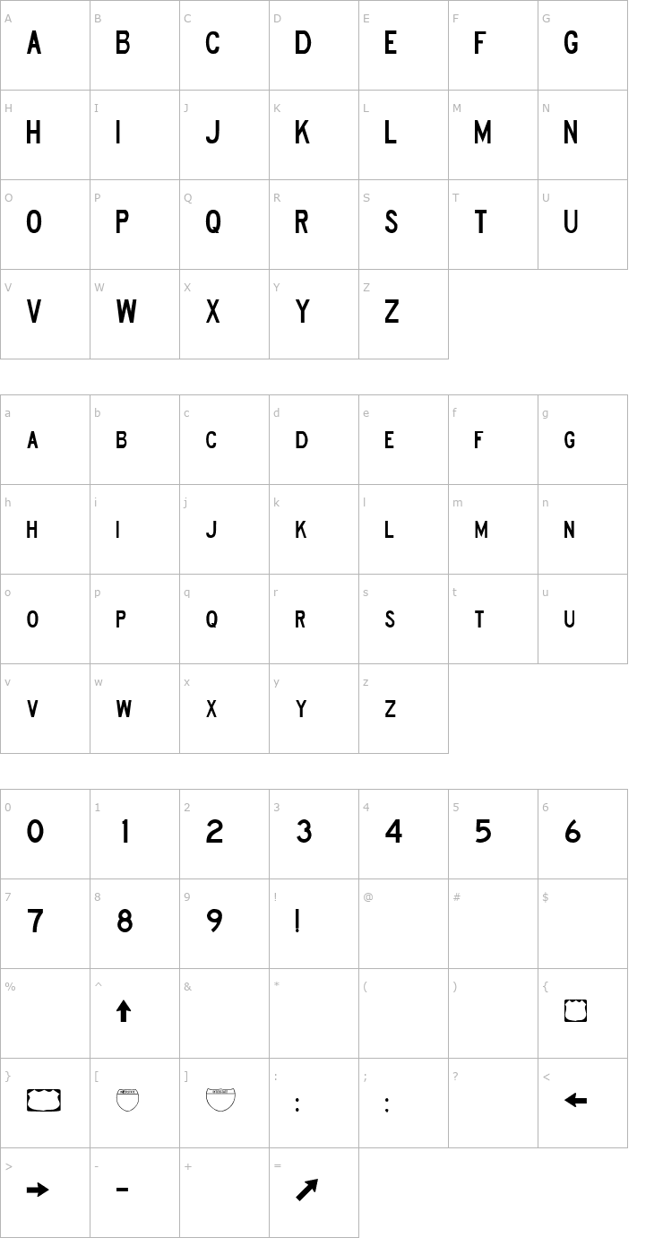 Character Map Road Sign D Font