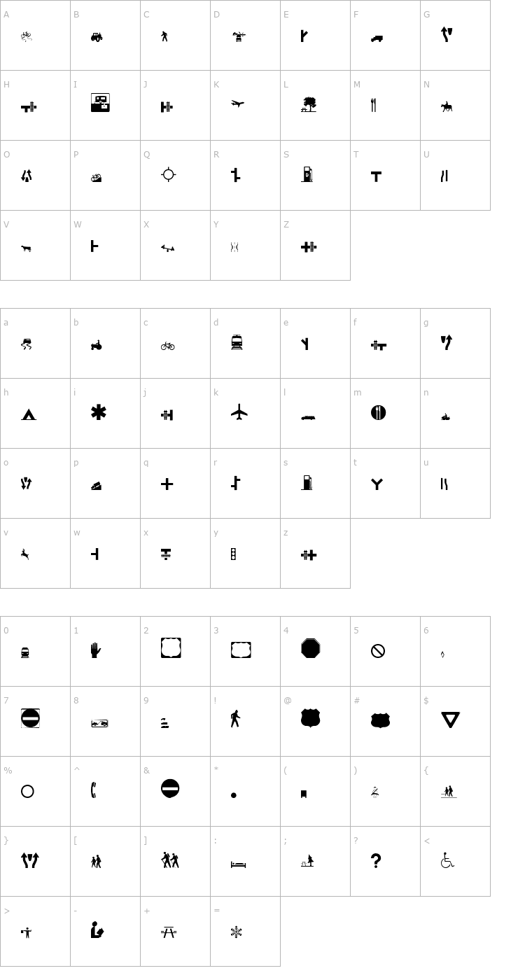 Character Map Roadgeek 2005 Icons Font