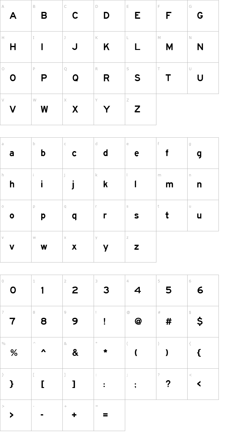 Character Map Roadgeek 2005 Series E Font