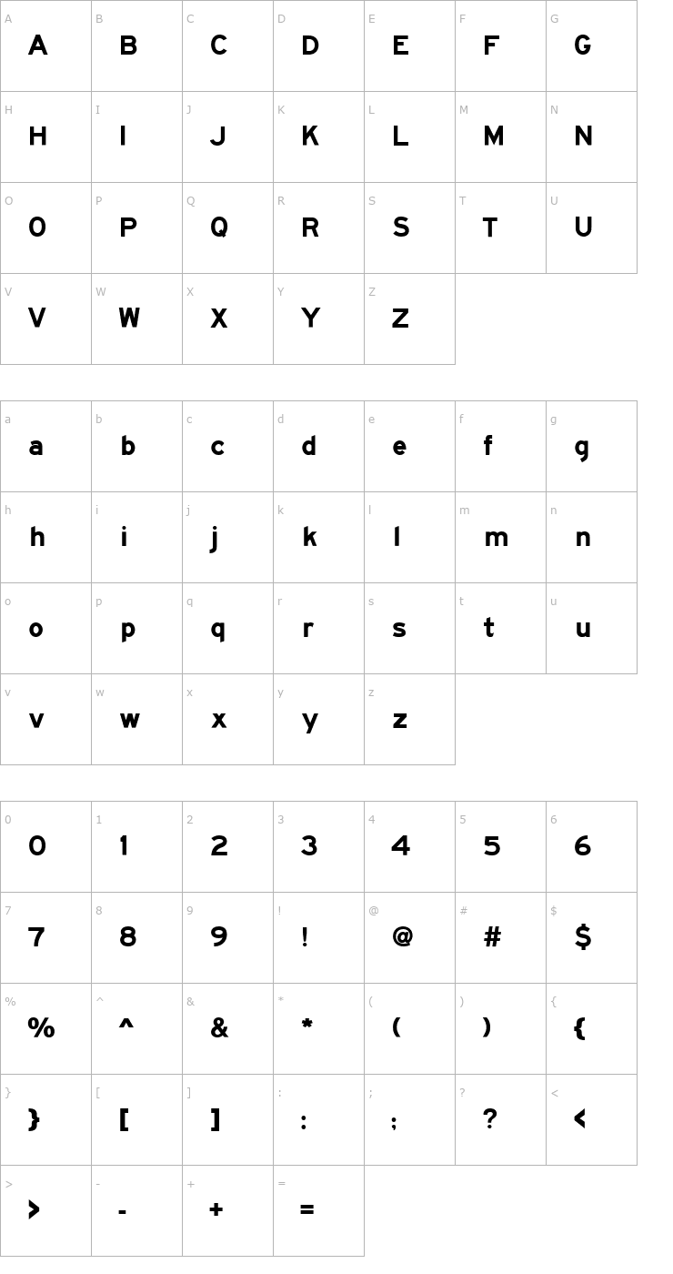 Character Map Roadgeek 2005 Series EM Font
