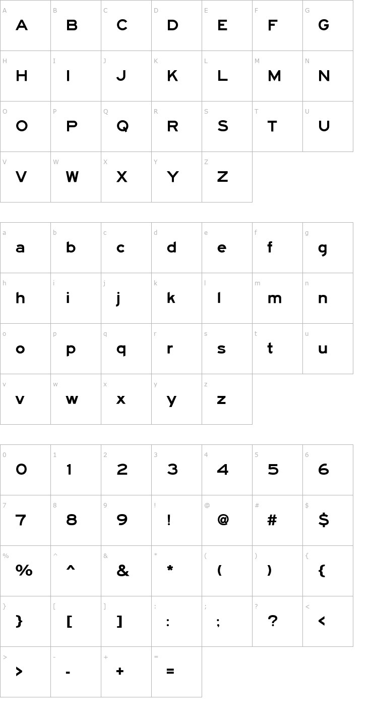 Character Map Roadgeek 2005 Series F Font