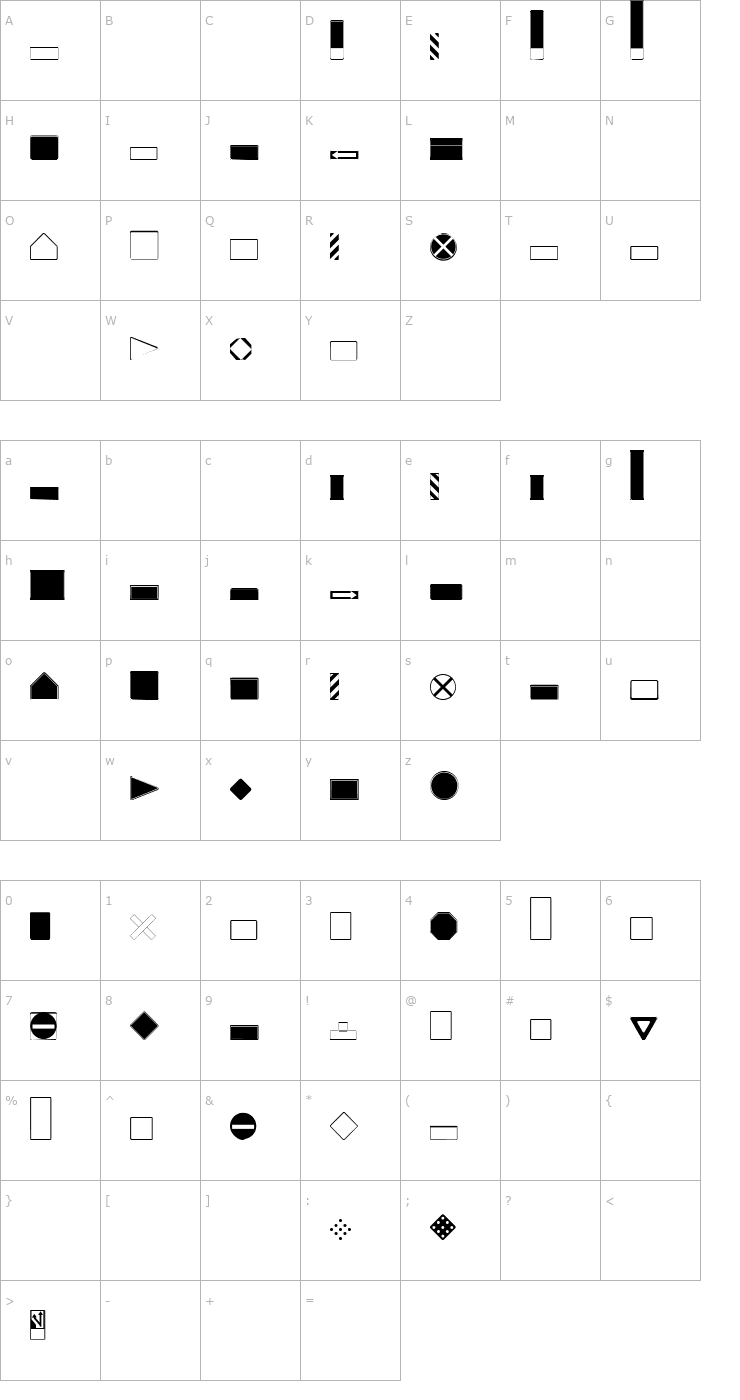 Character Map Roadgeek 2005 SignBacks Font