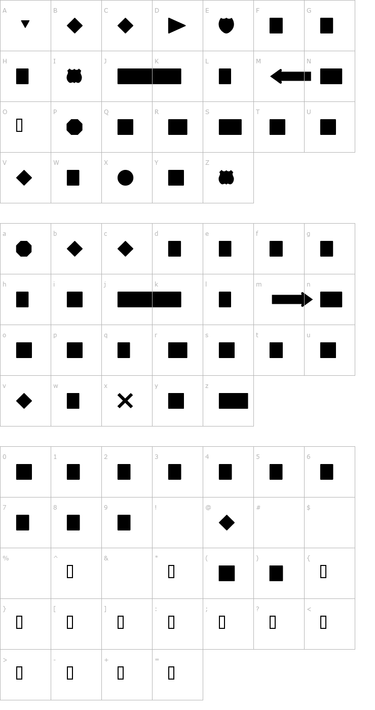 Character Map RoadSign Fill Font