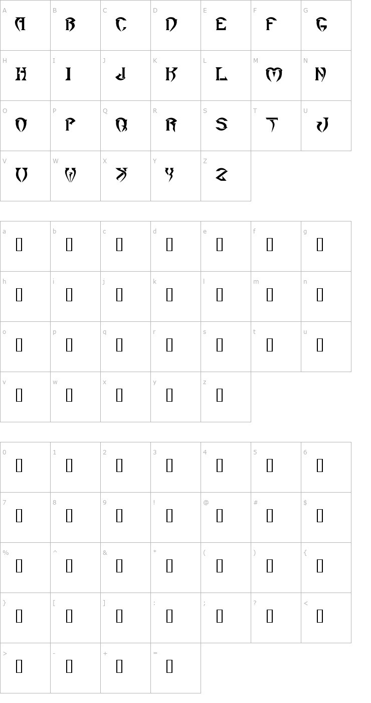 Character Map Roar Font