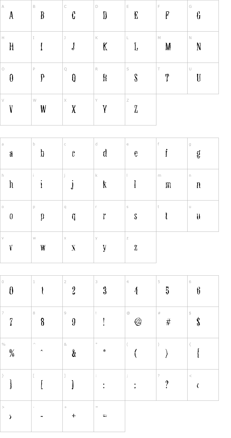 Character Map RobertBeckerRandom-Light-Regular Font