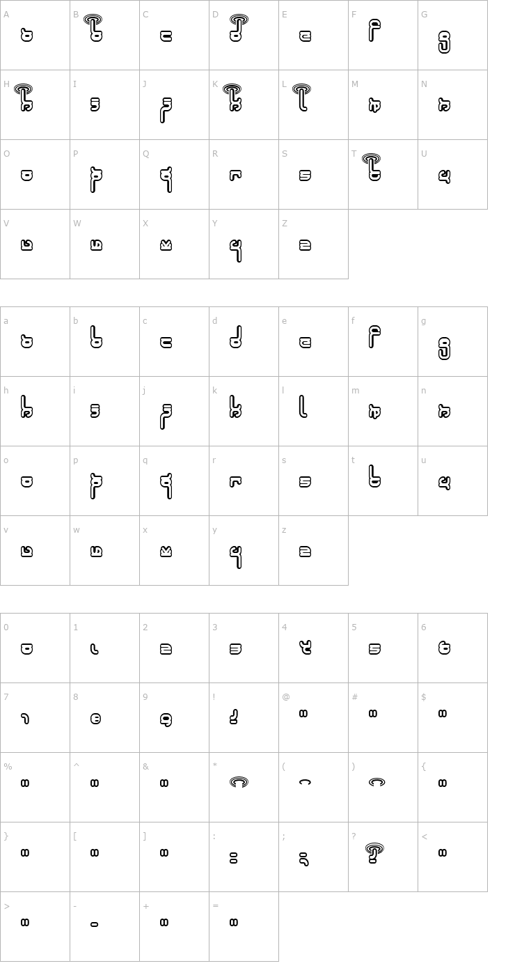Character Map Robokid Font