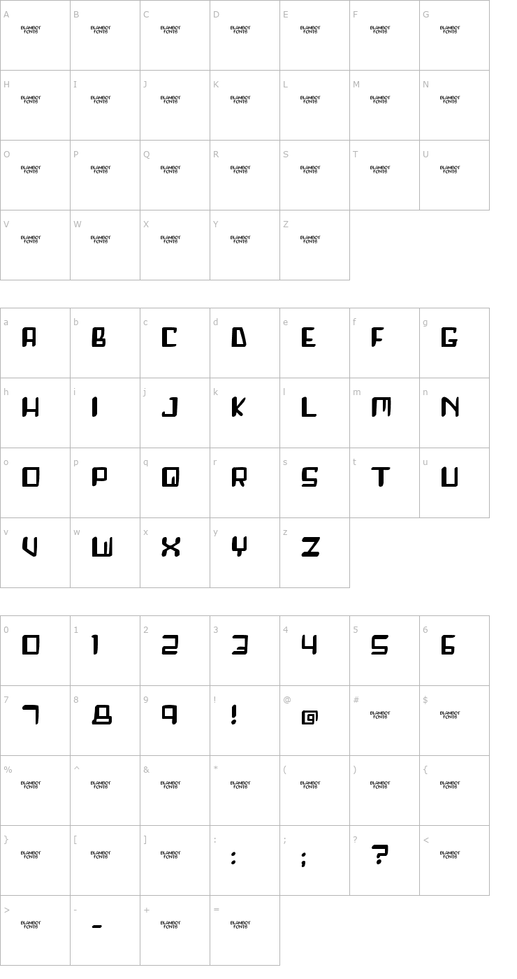 Character Map Roboshemp Font