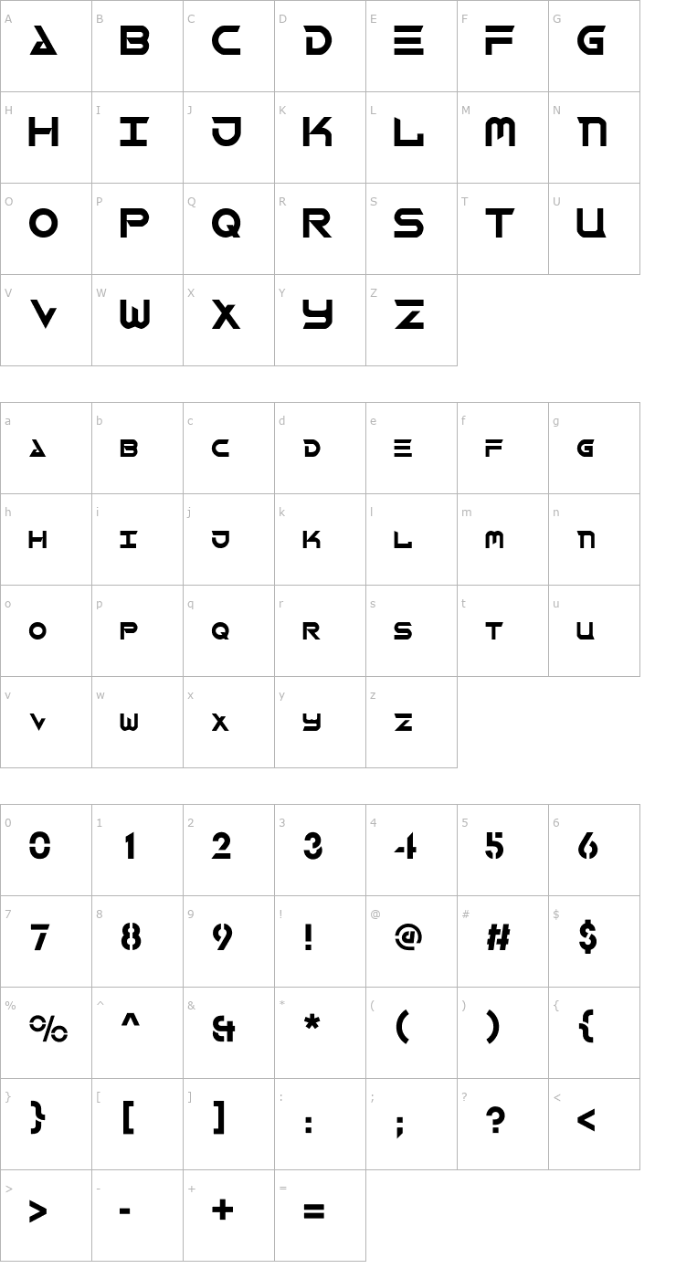 Character Map Robotech Complete Font