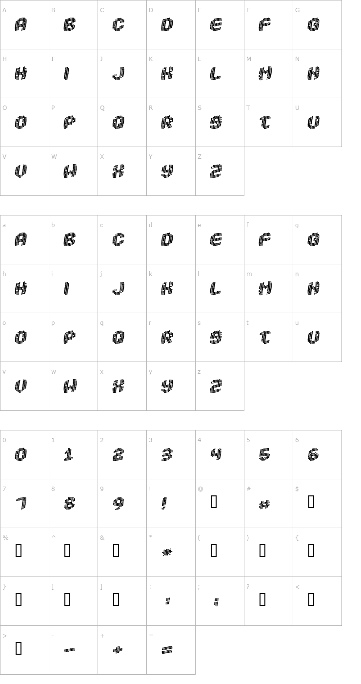 Character Map Robotica Font