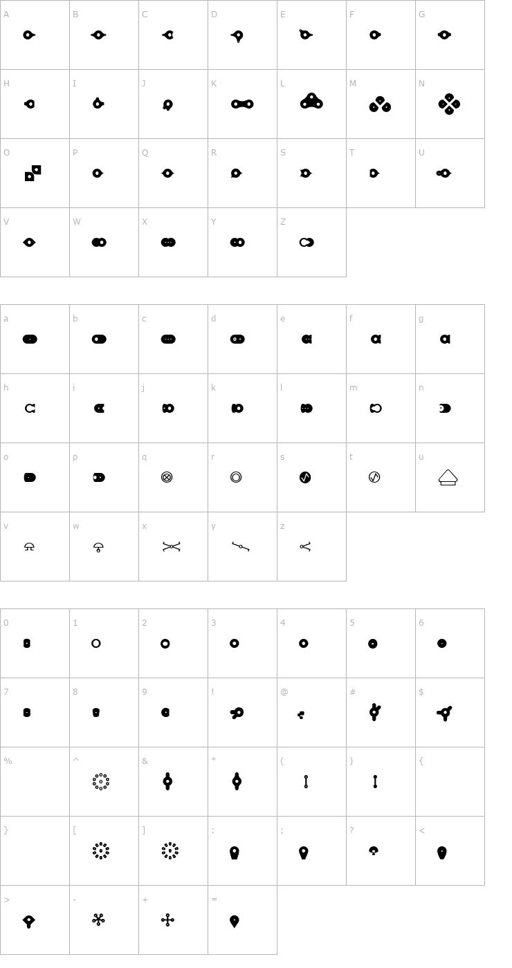 Character Map Robotnik-Uhura Font