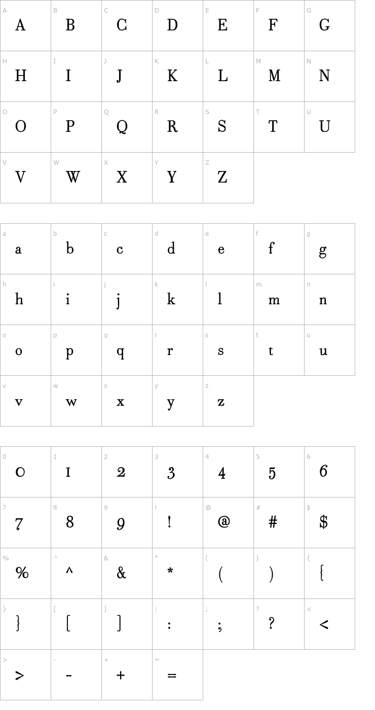 Character Map Robusta Light Font
