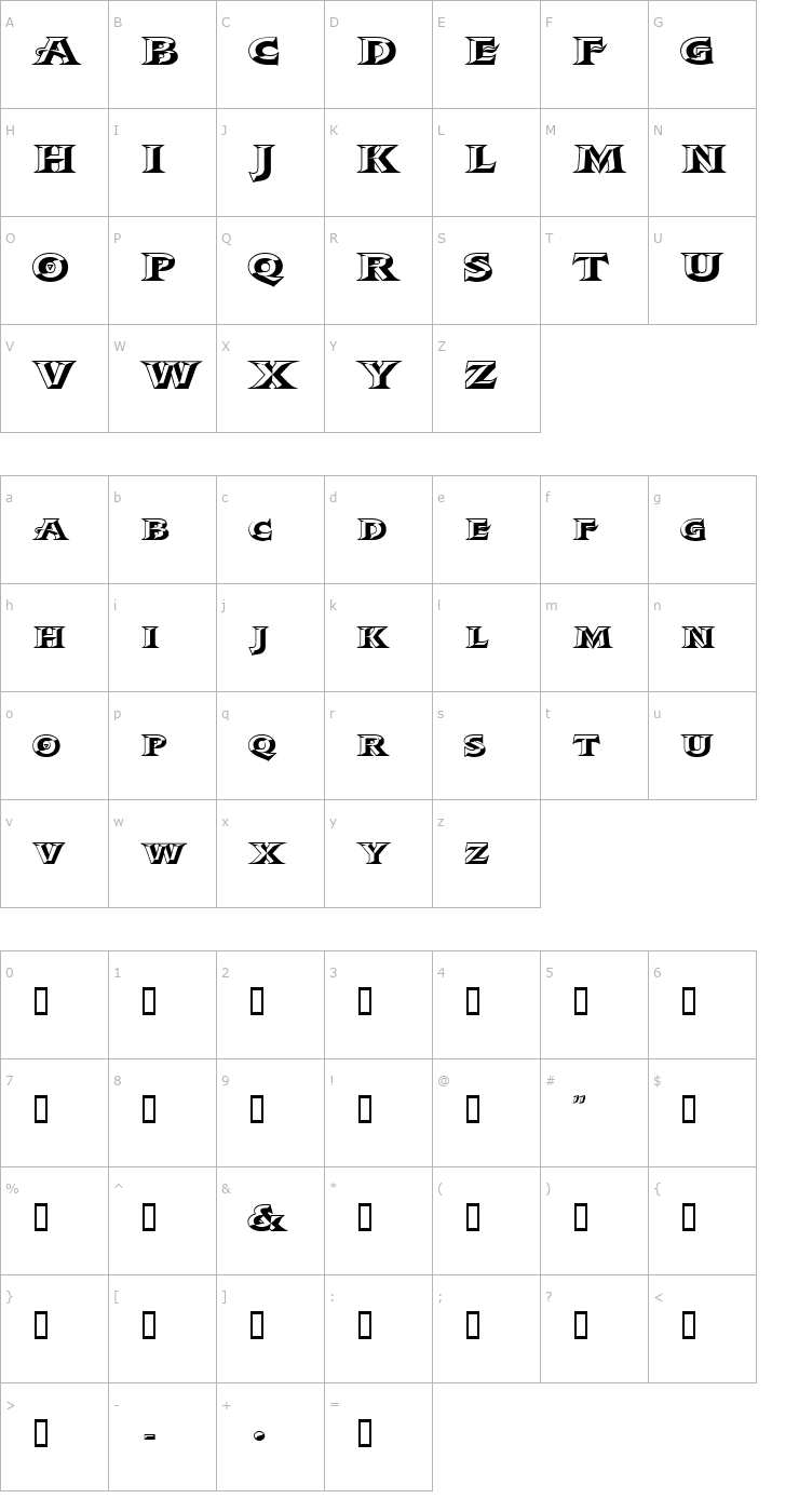 Character Map Rocinante DNA Font