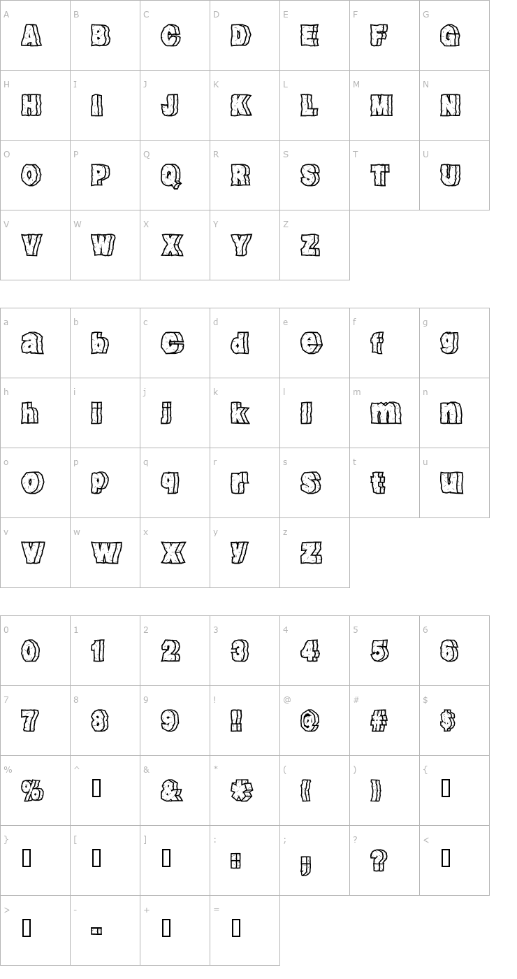 Character Map Rock Font Font