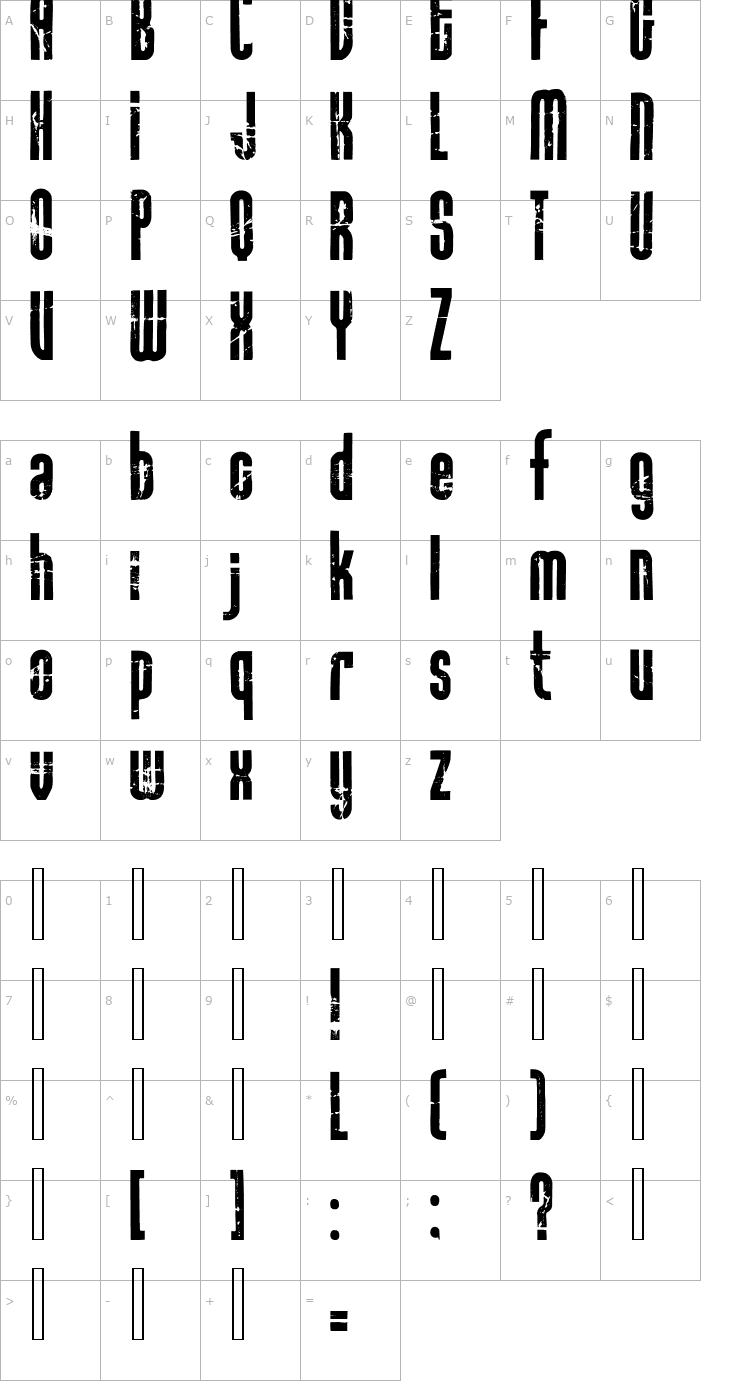 Character Map Rock it Font