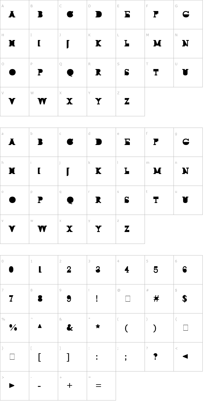 Character Map Rock Modus Font