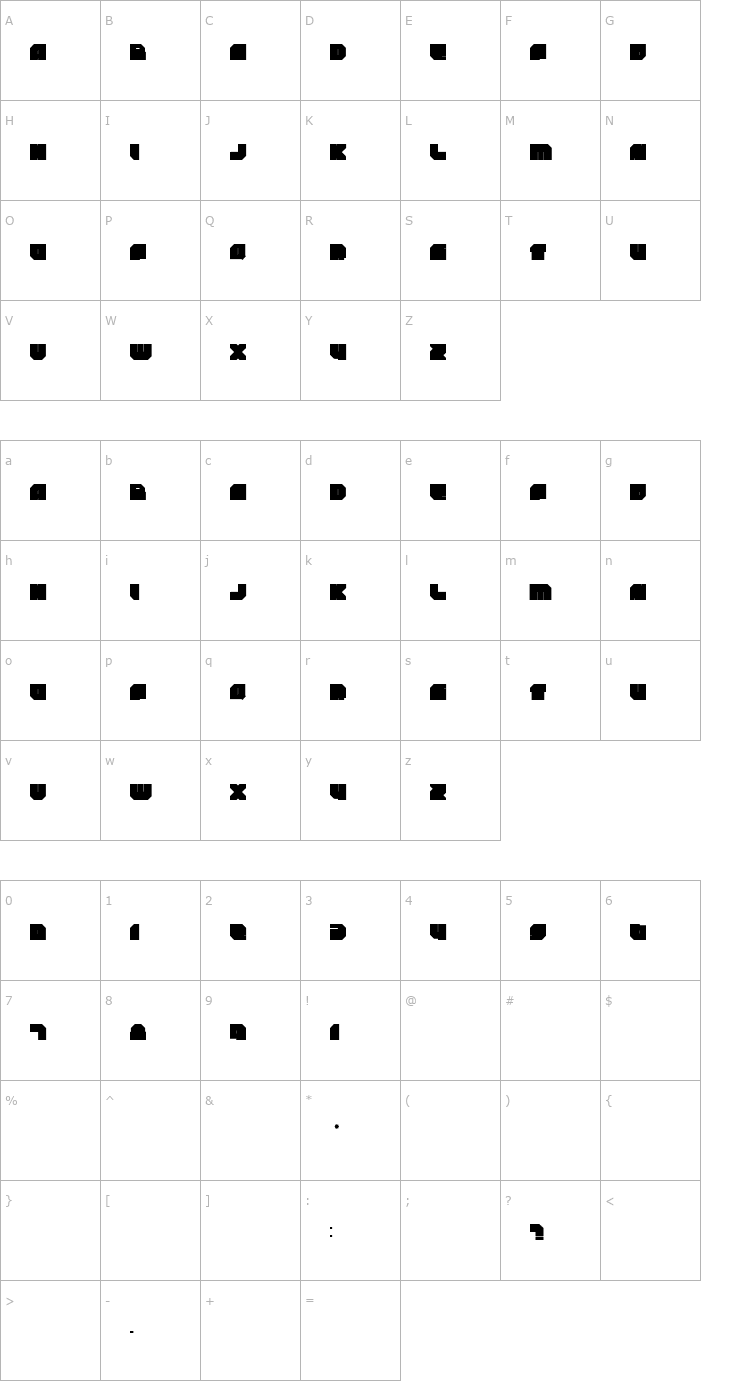 Character Map Rockdafonkybit Font