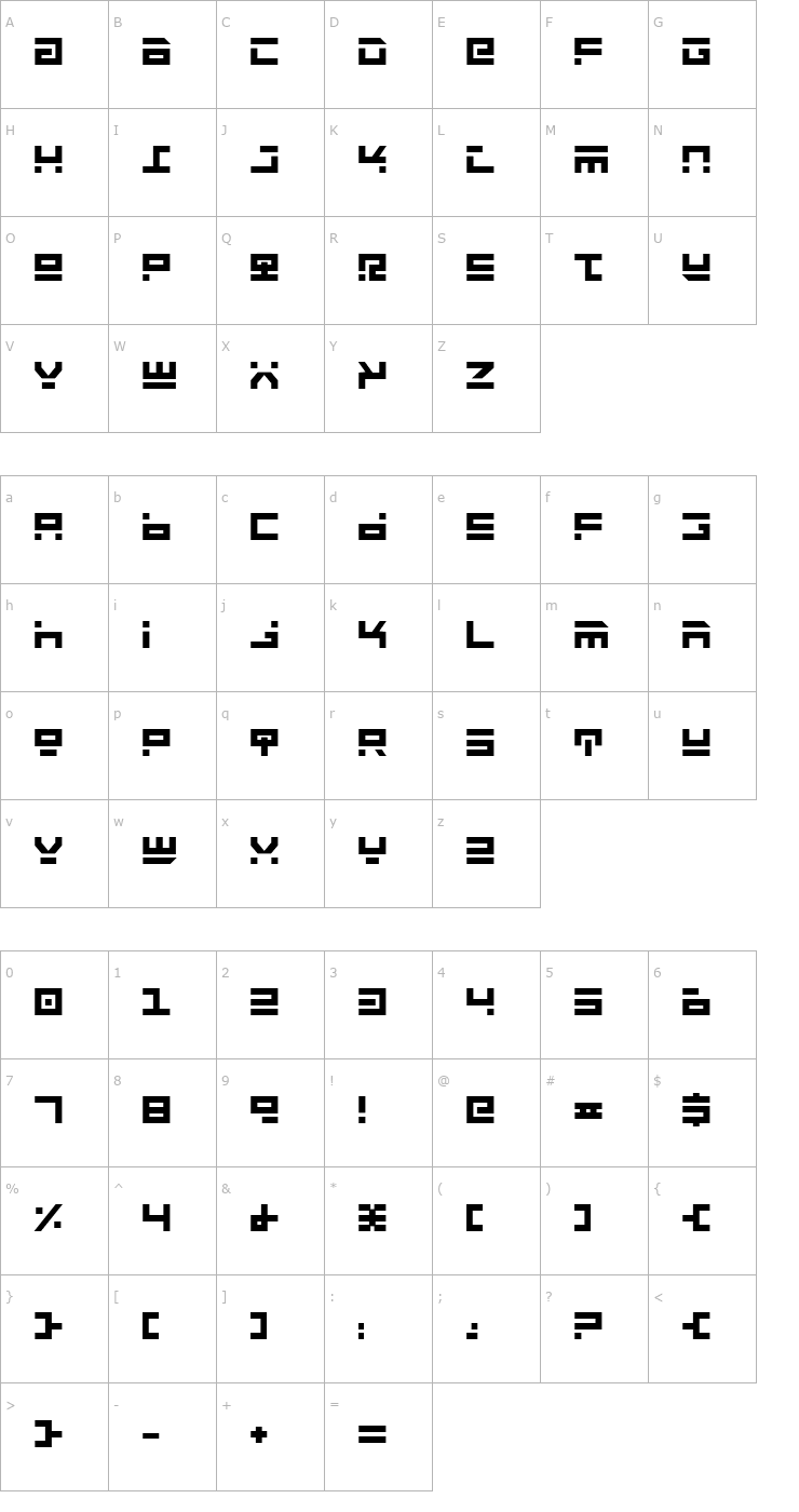 Character Map Rocket Type Bold Font