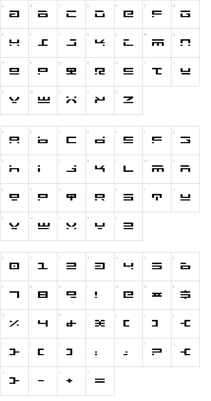 Character Map Rocket Type Expanded Font