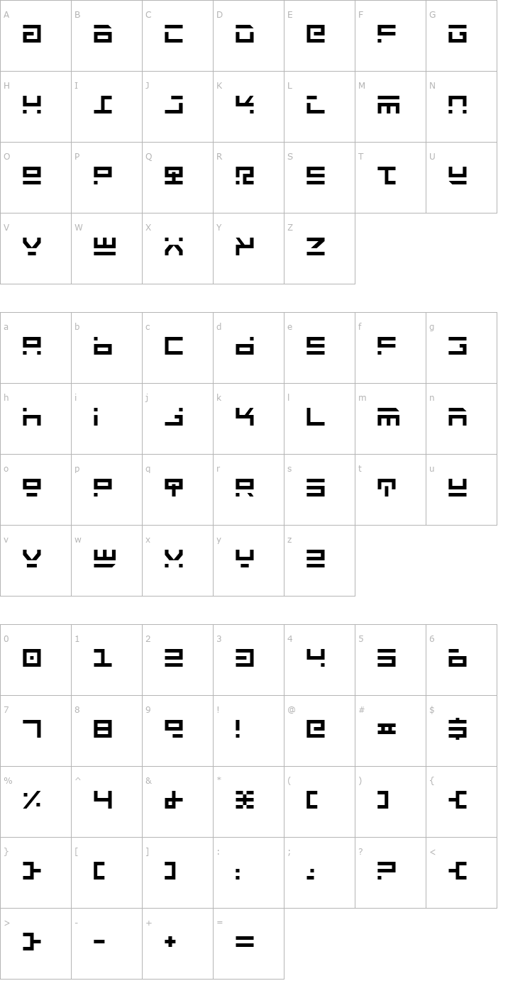 Character Map Rocket Type Font