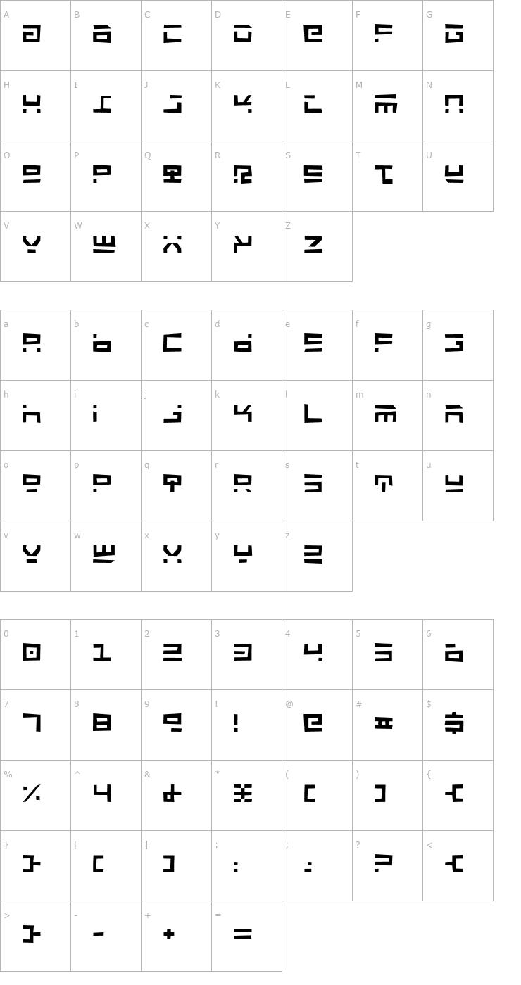 Character Map Rocket Type Junker Font