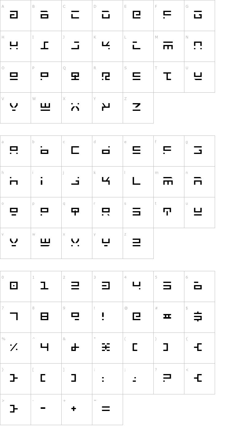 Character Map Rocket Type Light Font