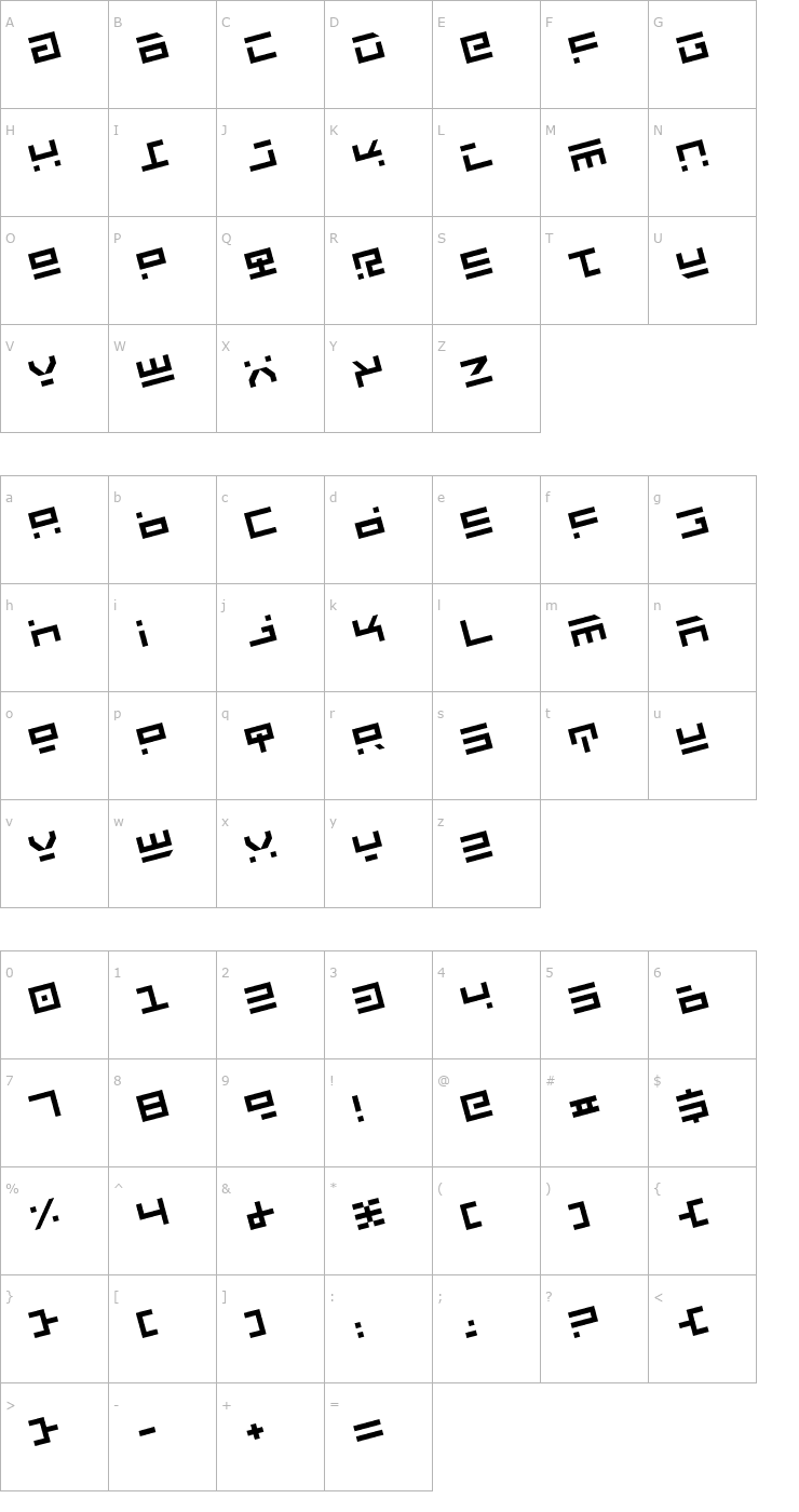 Character Map Rocket Type Rotate Font