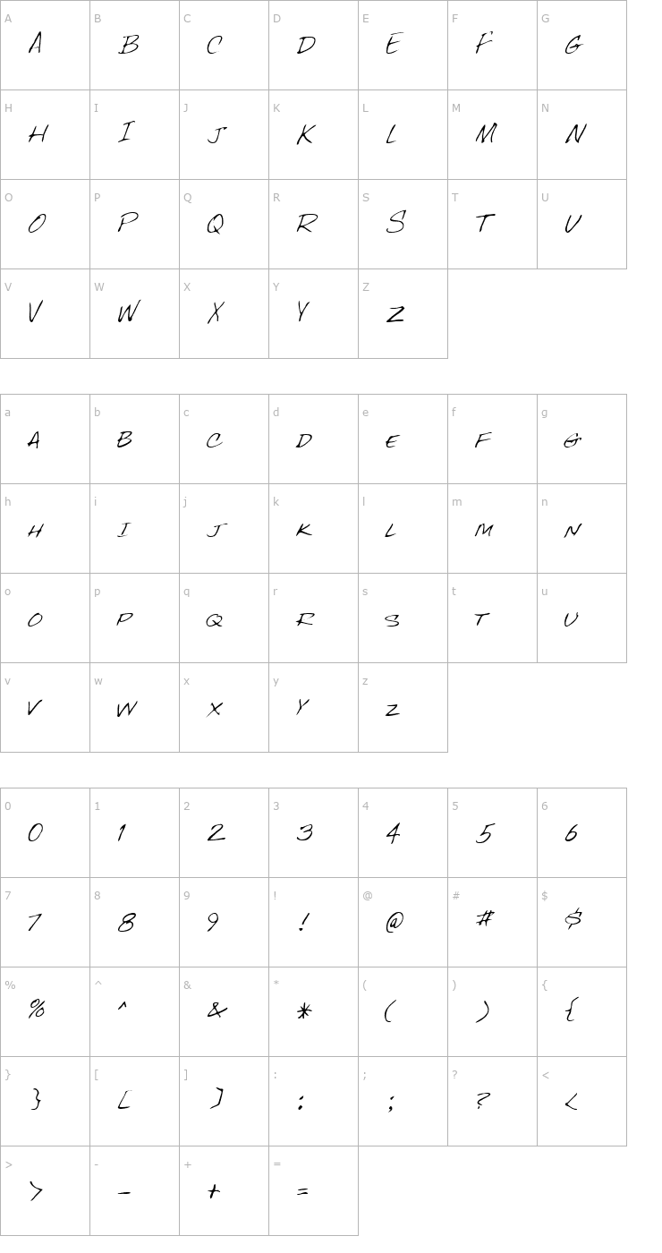 Character Map Rocky Regular Font