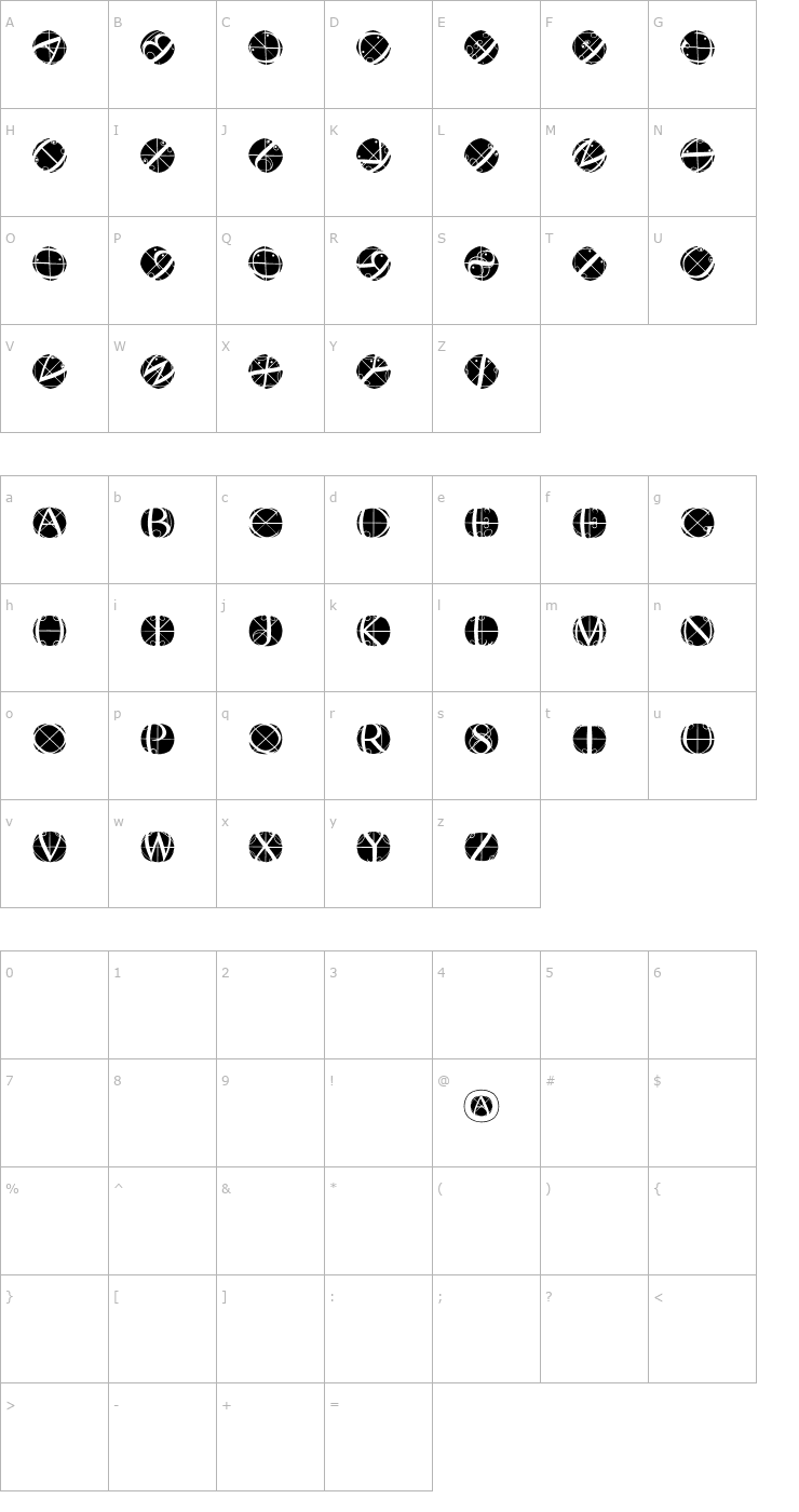 Character Map RodauButtonsInverse Font