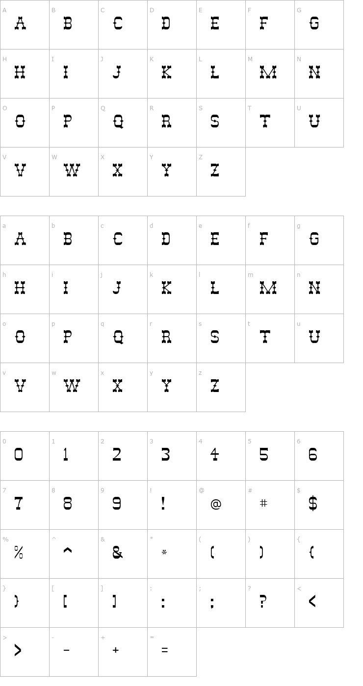 Character Map Rodeo Font