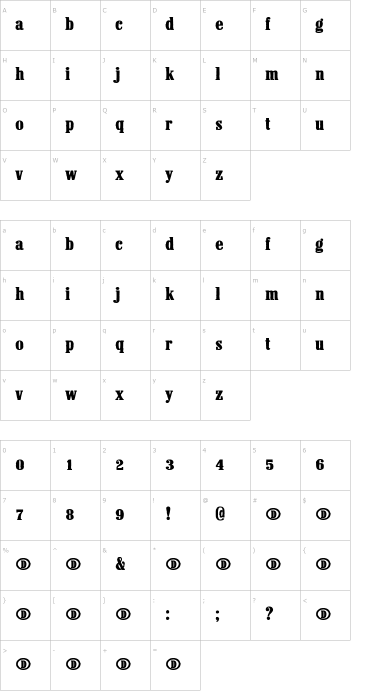 Character Map Rodeoboy Font