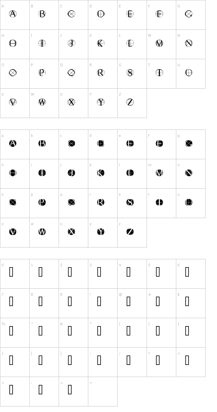 Character Map RodgauerFisheyes Font