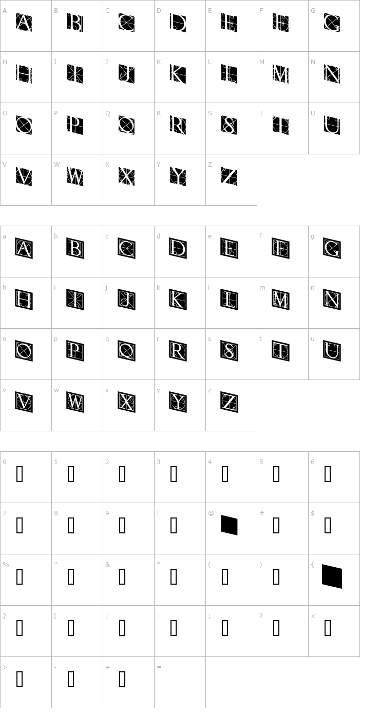 Character Map RodgauerThree Font
