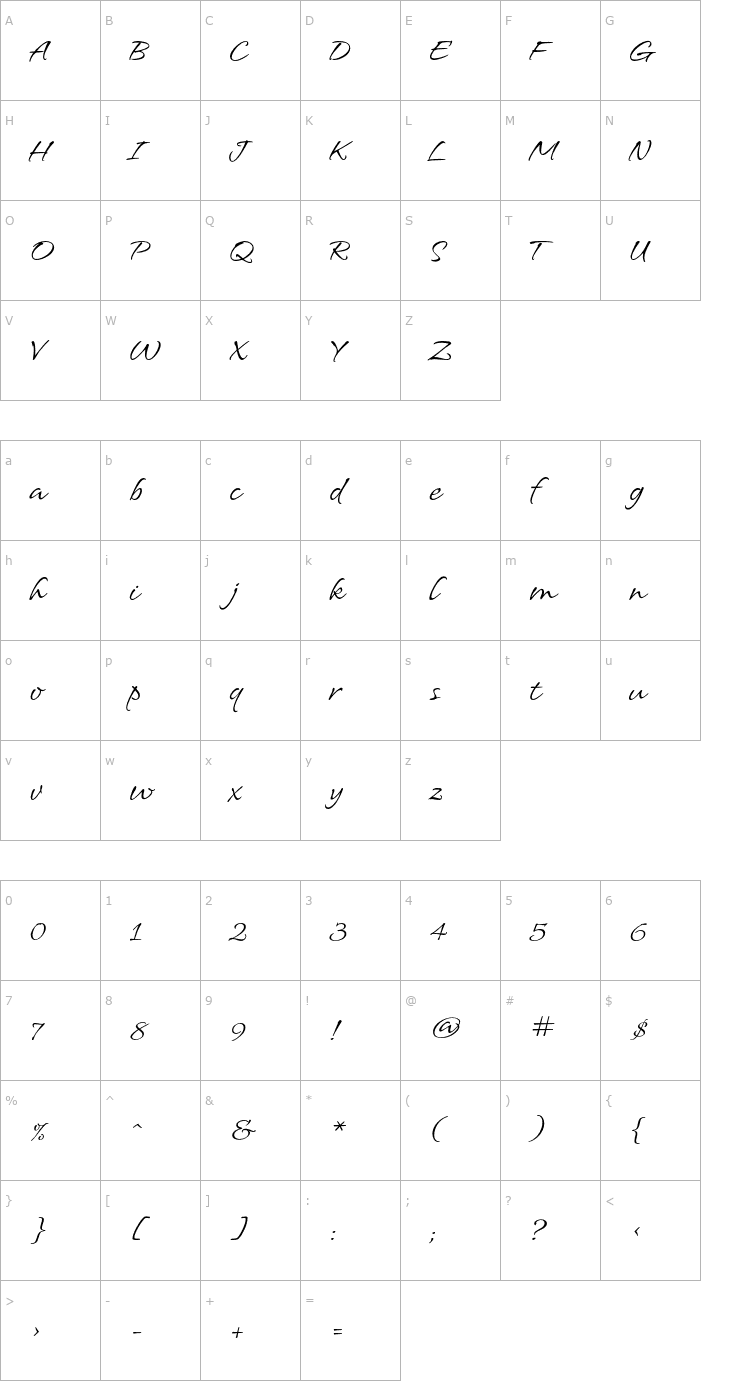 Character Map RoelandtBT-Regular Font