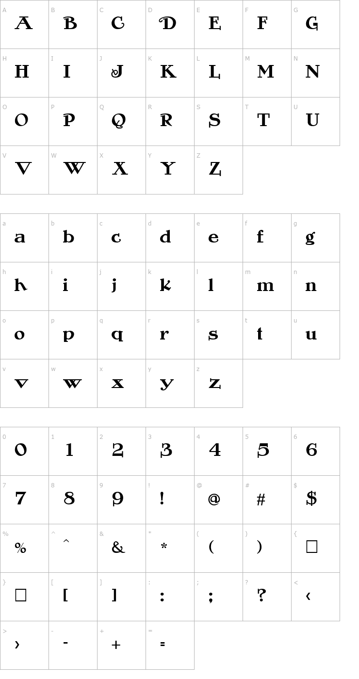 Character Map Rogers Font