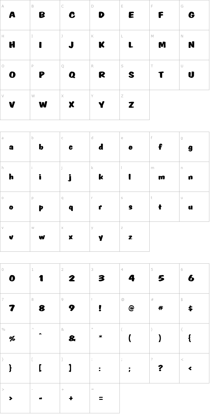 Character Map Rogers Regular Font