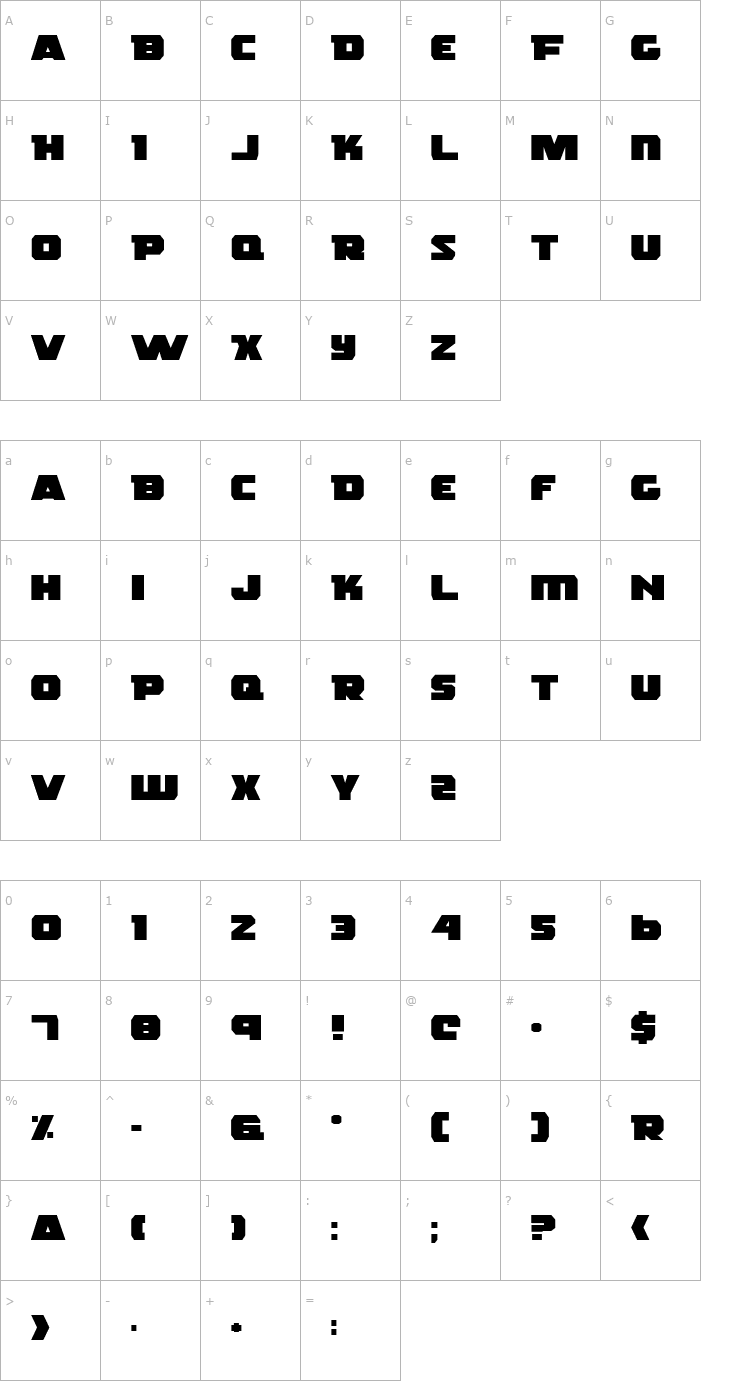 Character Map Rogue Hero Expanded Font